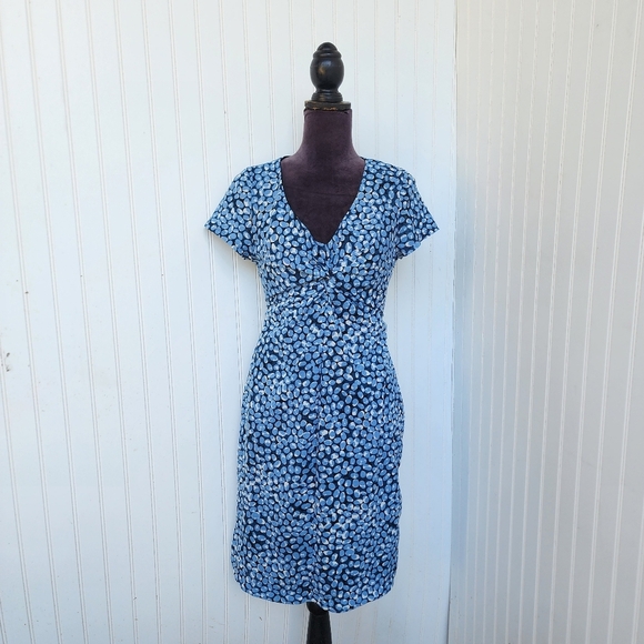 Motherhood Maternity Blue Polka Dot V-Neck Sleeveless Dress Mesh Stretch Sz M - Picture 1 of 13